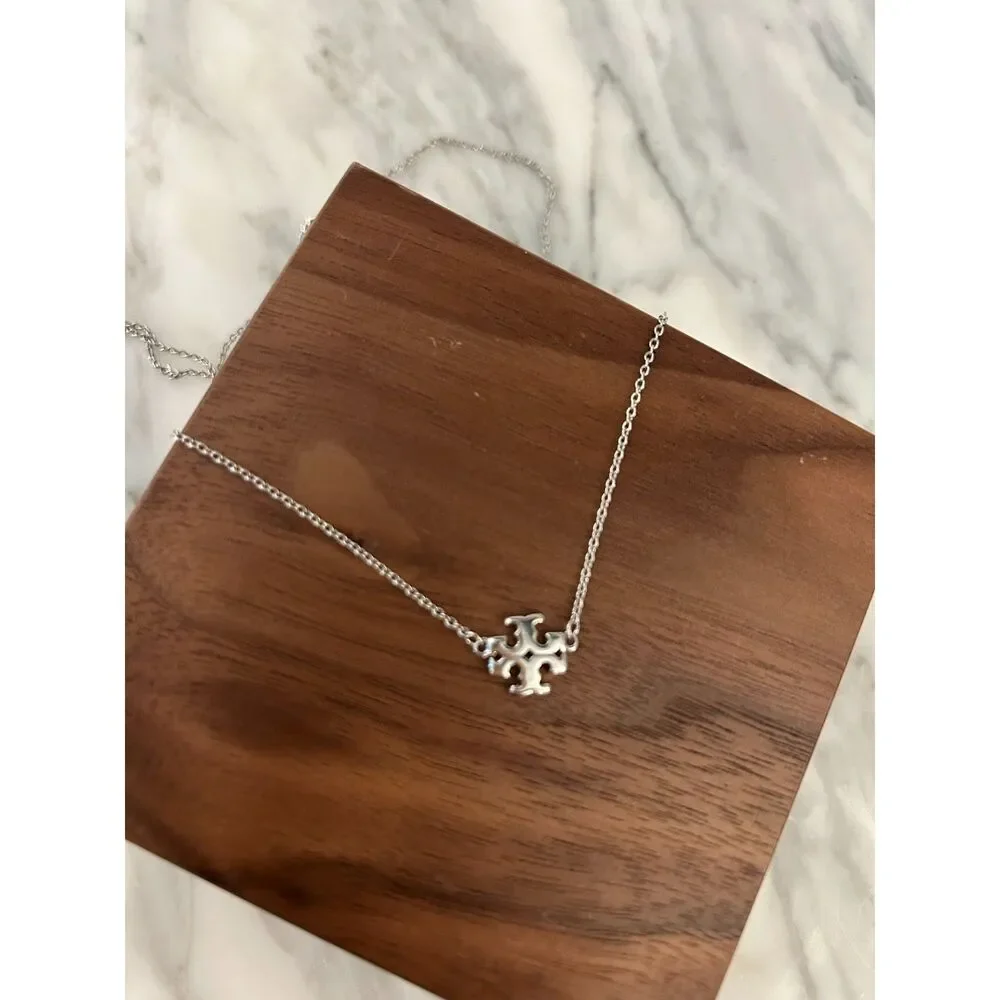 Tory Burch Delicate Logo Pendant Silver